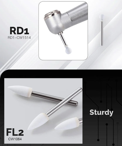 AZDENT White Stone Polishing Burs Kit – Flame, Cone & Round Shapes for Porcelain, Enamel & Composite Resin