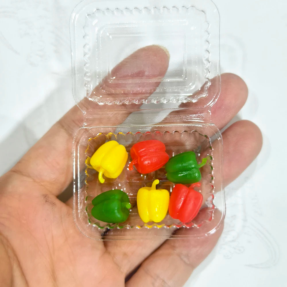 Miniature Dollhouse Food Set – Simulated Fruits & Vegetables for BJD & Blythe Dolls (Grape, Meat, Orange, Radish)