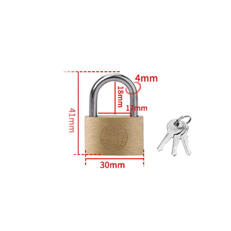 Copper Padlock Small Locks – Luggage, Case, and Locker Security with 3 Keys (20mm-50mm) for Home Improvement Hardware