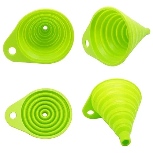 Mini Foldable Silicone Funnel - Collapsible Portable Funnel for Fuel, Oil, Beer & Kitchen Accessories