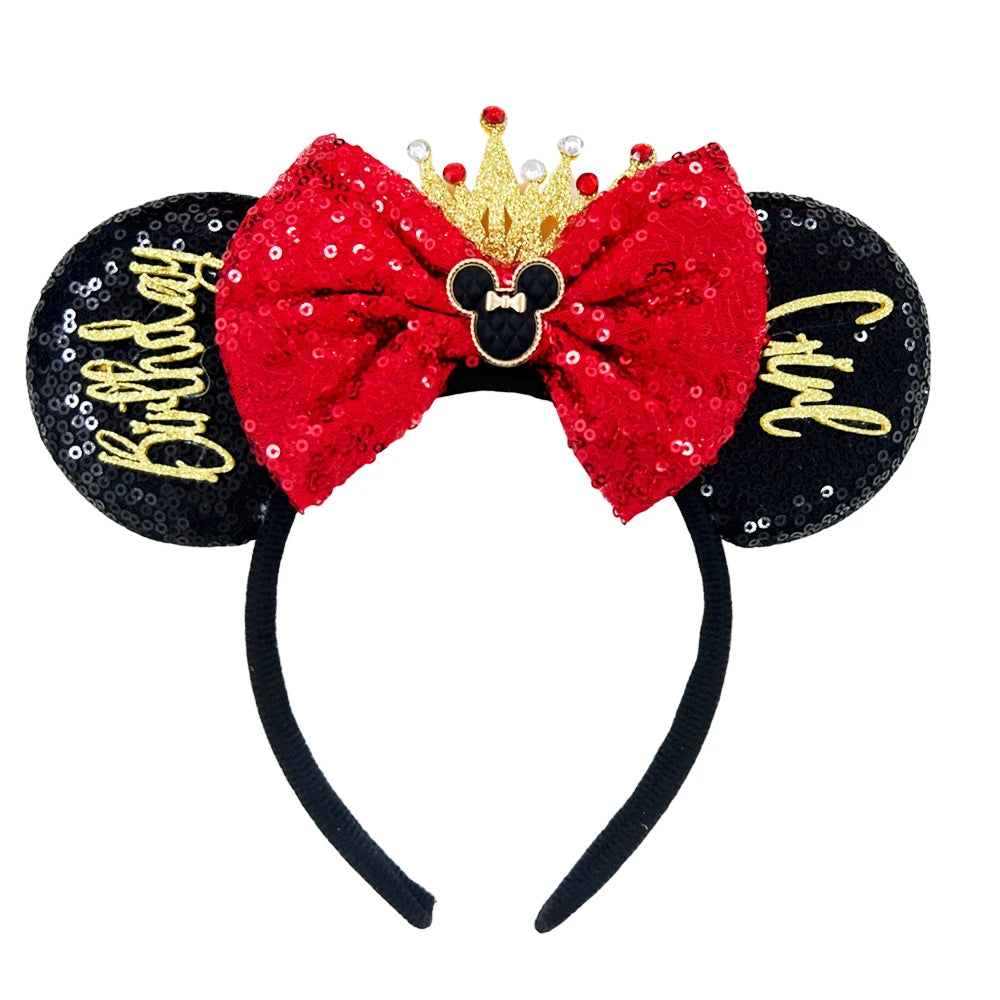 Mickey Mouse Ears Headband with Bow – Sequin Candy Cosplay Costume Party Accessory for Girls & Women, Christmas Gift