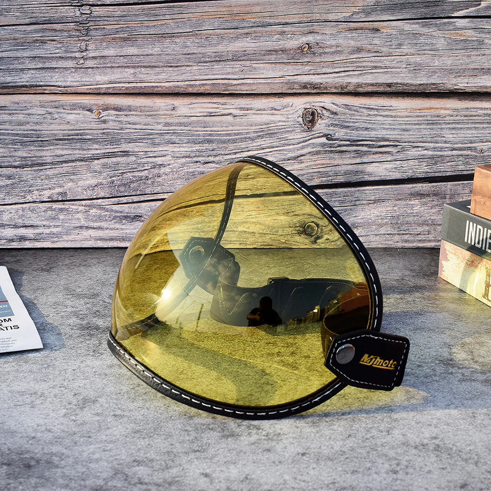 Universal Motorcycle Helmet Sun Visor – Anti-UV Windproof Bubble Lens for Open Face 3/4 Helmets