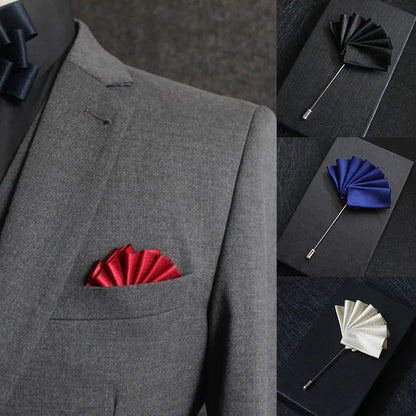 Imitation Pocket Towel Long Pin Brooch for Men's Suits - Elegant Shirt Corsage for Wedding Party - Stylish Clothes Jewelry for Bridegroom