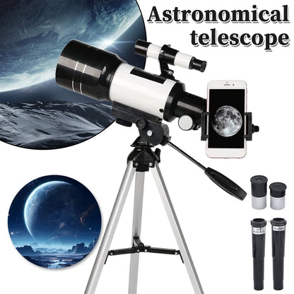 150X Astronomical Telescope – 70mm Refractor Portable Travel Scope with Phone Adapter & Wireless Remote