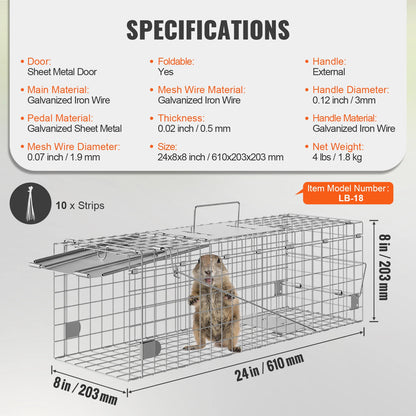 SucceBuy Humane Live Animal Cage Trap – Folding Handle for Cats, Rabbits & Rodents