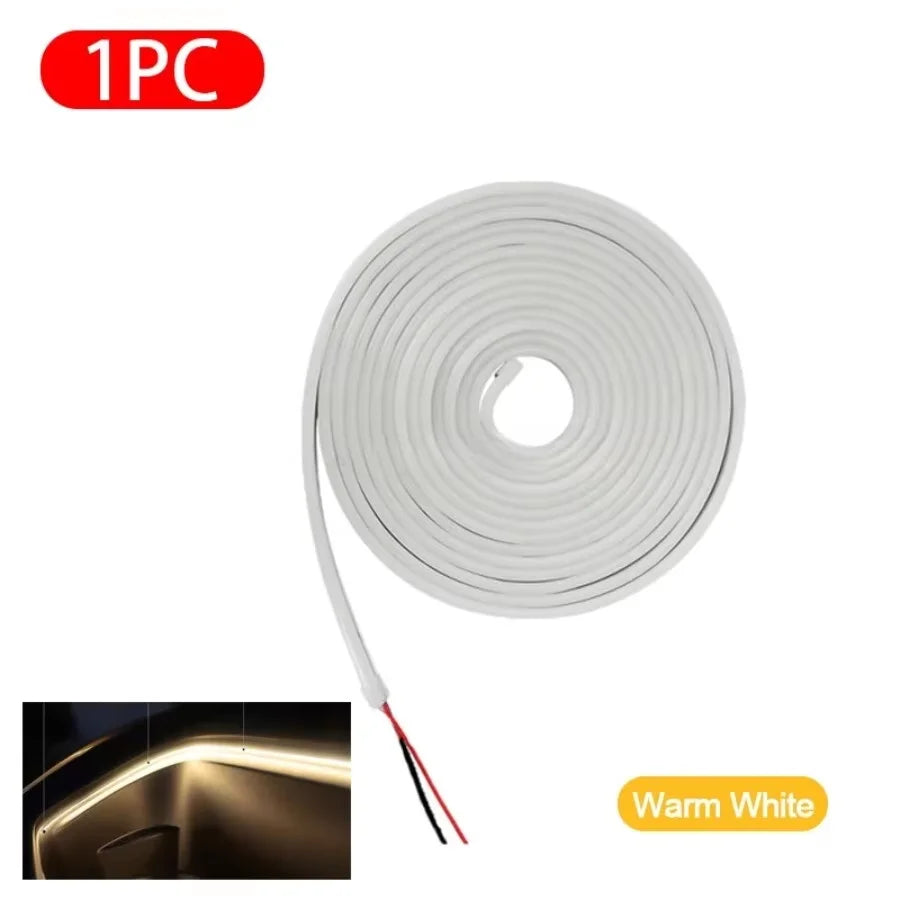 5M Flexible LED Ambient Light Strip – DC12V Silicone Interior Car Decorative Lamp for Tesla Model 3/Y/S Trunk & Frunk DIY Lighting