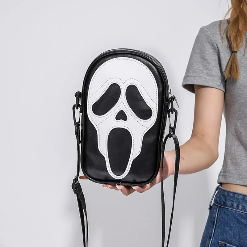 Halloween Ghost Crossbody Bag — Skull Shoulder Bag for Women & Girls, Y2K Punk Hiphop Skeleton Handbag