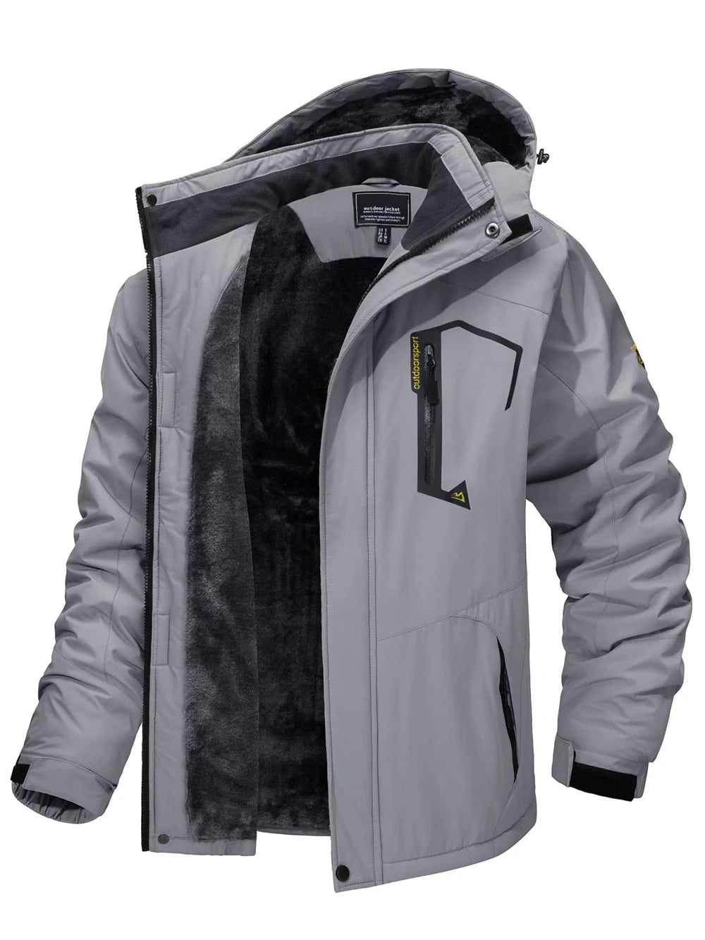 Men’s Fleece Lined Mountain Jacket - Removable Hooded Winter Ski, Snowboard and Hiking Parka Coat