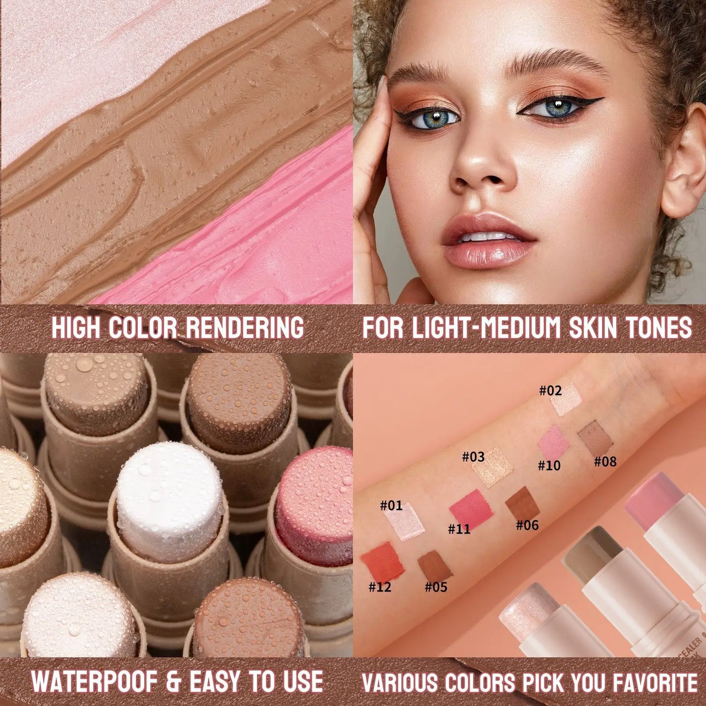 Hellokiss Multifunctional Grooming Stick 3-Piece Set – 3D Modification, Highlight & Brightening Blush Stick