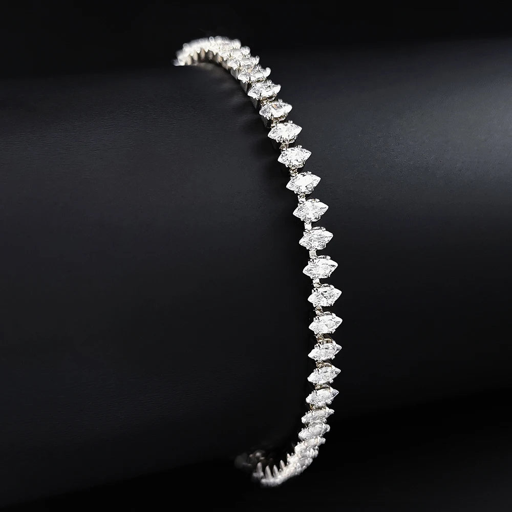 2024 New Luxury Tennis Bracelet – Marquise, Oval & Square Cut Silver Bracelet for Women, Party Gift Jewelry S7062