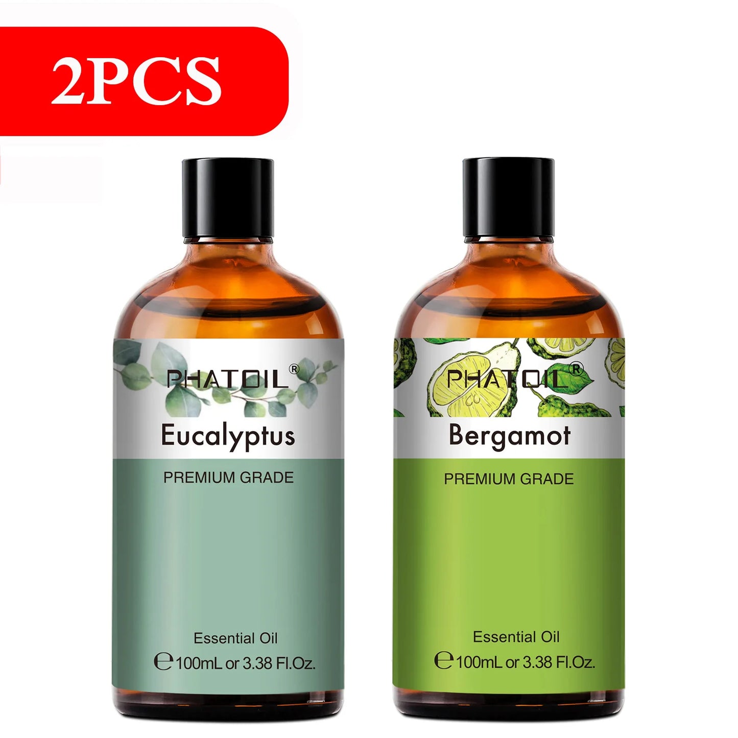 PHATOIL 100ml Aromatherapy Essential Oil Set – Lavender, Rose, Vanilla, Eucalyptus, Sandalwood & Pine Needles for Diffusers & Candle Making