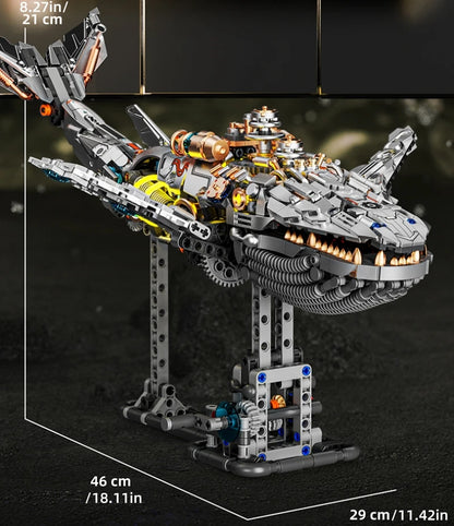 Mechanical Sea Animal Building Blocks Toy – Whale Shark, Octopus, Piranha & Manta Ray with Motor and Lights for Kids