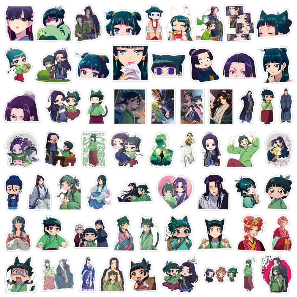 60PCS Maomao Apothecary Diaries Waterproof Vinyl Stickers - Jinshi DIY Decals for Phone, Luggage, Skateboard & Scrapbooking