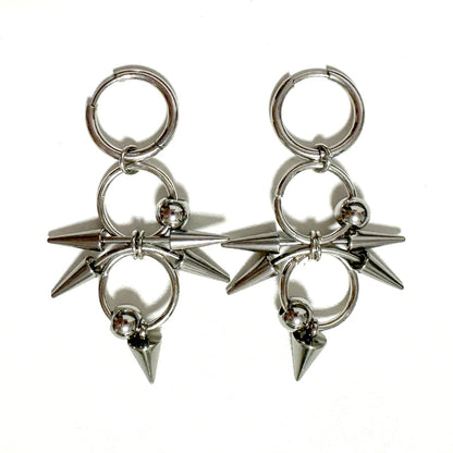 Gothic Tiger Nail Earrings - Punk Rivet Grunge Rock Chain Jewelry for Women