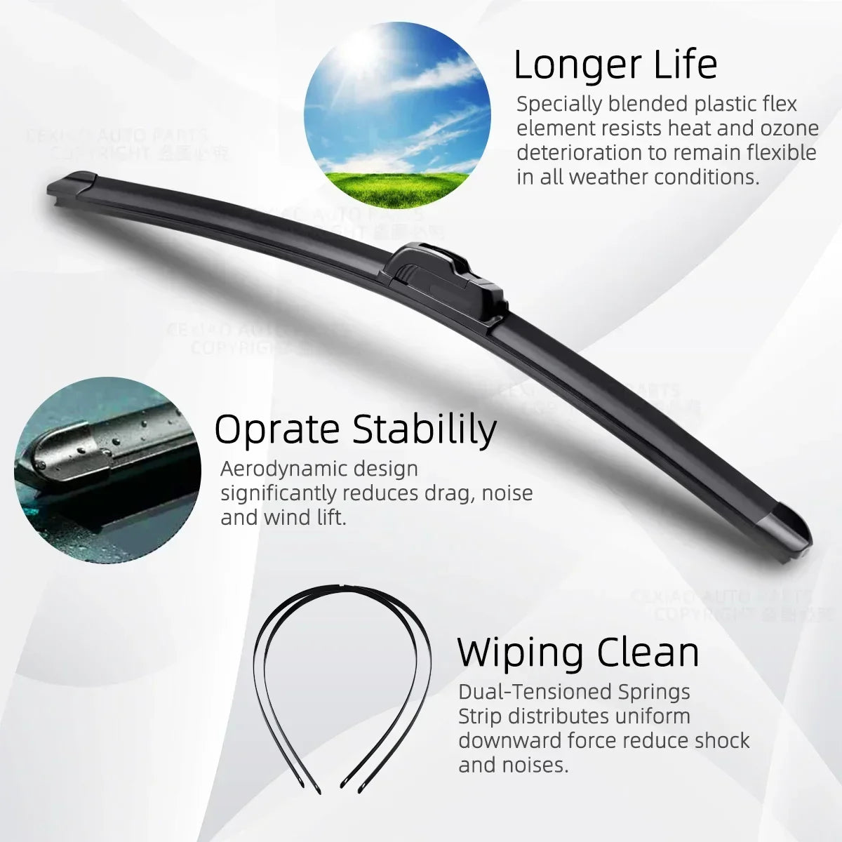 Car Wiper Blades J Hook – Soft Rubber Windscreen Wipers, 13" 18“ 19" 20" 21" 22" 24" 26" Sizes for Automobiles