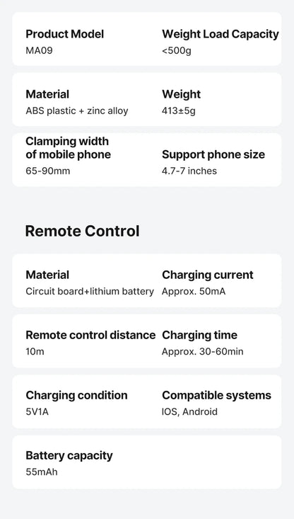 Ulanzi MA09 1.8m Selfie Stick Tripod – Remote Control Tripod for iPhone 16-13 Pro Max & Android with Panoramic Ball Head Holder