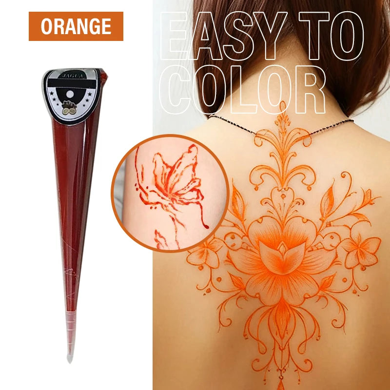 Henna Temporary Tattoo Cone – Non-Toxic Waterproof Body Art Paste for Skin Decoration, Festival & Creative Body Painting