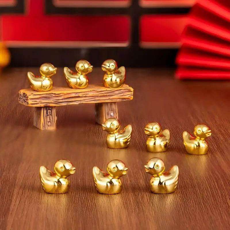 20pcs Mini Golden Duck Figurines - Resin Yellow Ducklings, Dollhouse Decor, Fairy Garden & Craft Scenery