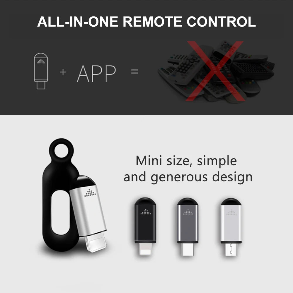 Universal Mini Infrared Transmitter for iOS Smartphones - Smart Remote Controller Replacement for TV, Air Conditioner, Fan, Camera, and More