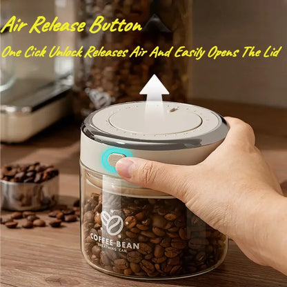 500/1100/1700ml Glass Coffee Bean Storage Jars — Vacuum Sealed, Airtight & Moisture-Proof Container with CO2 Valve for Kitchen