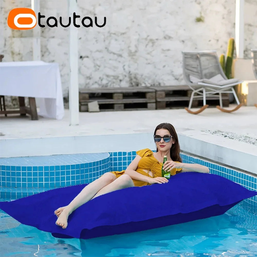 OTAUTAU Rectangular Floating Pool Bean Bag Cover – Waterproof Beach Pillow, Pouf Sofa Bed & Chaise Lounge DD034