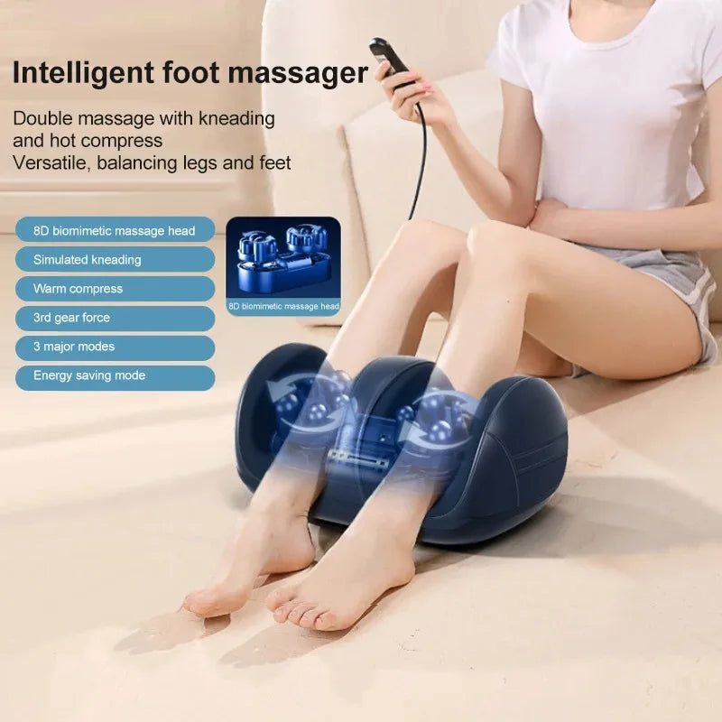 Extra Large Electric Foot Massager – Hot Compress Shiatsu Leg & Calf Kneading Roller for Deep Muscle Relaxation and Fatigue Relief