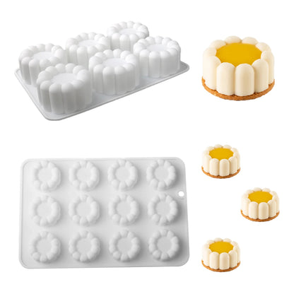 6 or 12 Cell Wavy Lace Cylindrical Silicone Cake Mold — Mousse & Dessert Baking Tool for Party Pastry