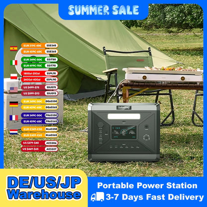 SOLARPLAY Q2501 Portable Power Station - 2160Wh LiFePO4 Solar Generator With 2400W AC Output For Outdoor Use