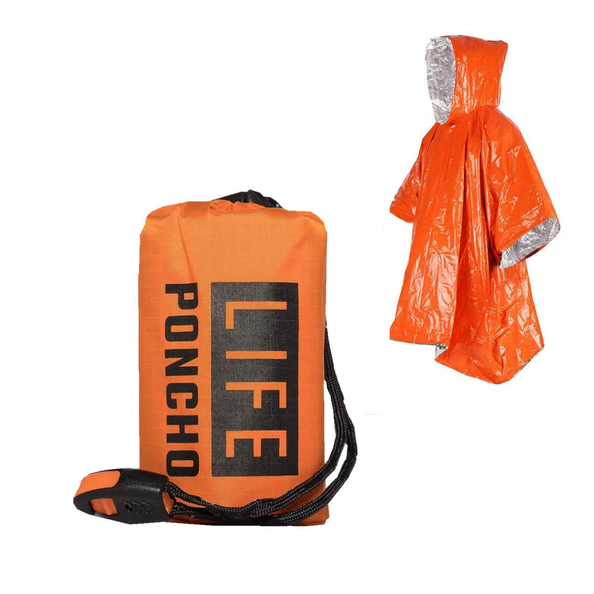 LIFE Emergency Survival Rain Poncho - Thermal Waterproof Heat Reflective Camping and Hiking Raincoat