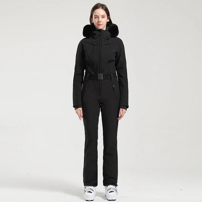 Gsou Women’s Winter Snow Jumpsuit – One-Piece Ski Suit, Thermal Waterproof & Windproof Outdoor Sportswear for Snowboarding