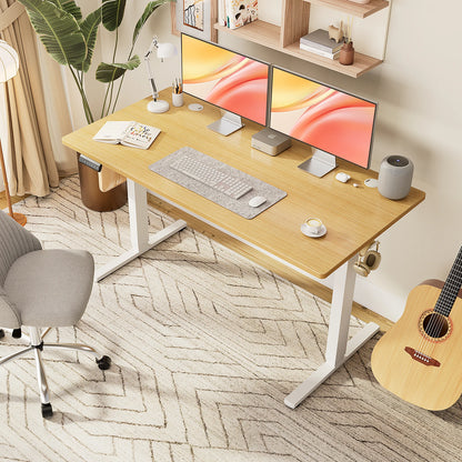 Electric Standing Computer Desk – Height Adjustable Ergonomic Workstation with Metal Frame for Home or Office