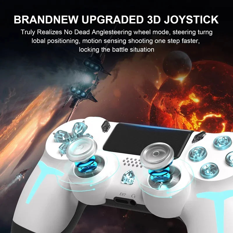 LED Bluetooth Wireless Gamepad – 6-Axis Gyroscope Dual Vibration RGB Controller for PS4, PS3 & PC