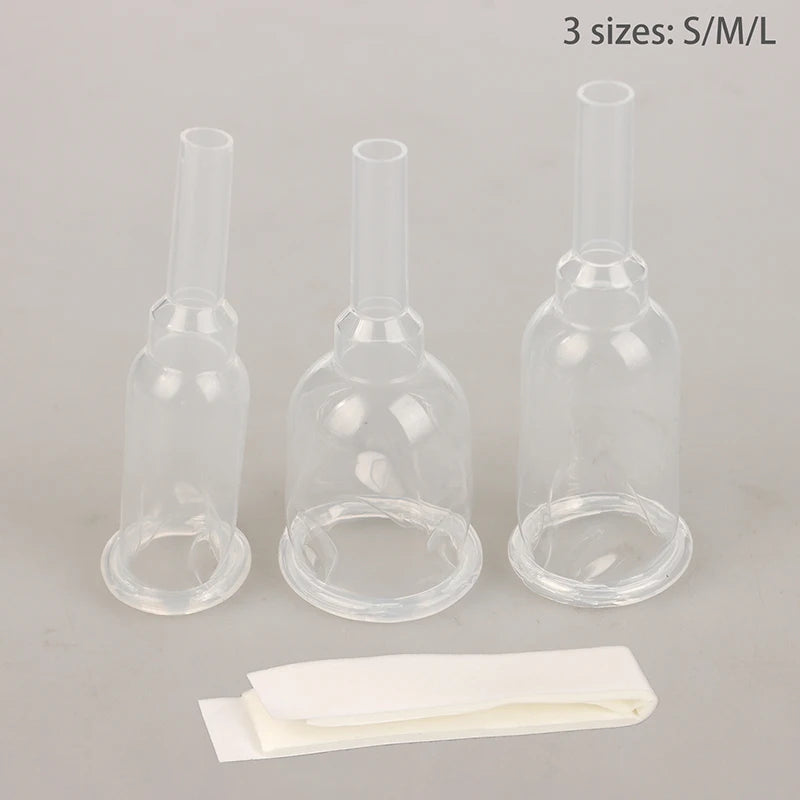 Medical Silicone Male External Catheter - Sterilized Self-Adhesive External Urine Collection Device Sizes S, M & L