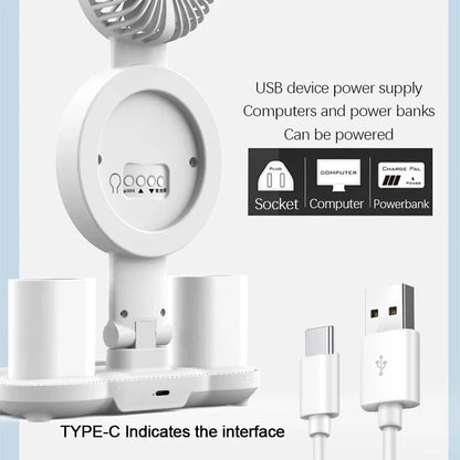 LED Desk Lamp with Fan & Clock - Adjustable Brightness Reading and Study Light