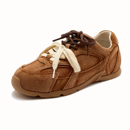 DIMANYU Women’s Genuine Leather Gump Shoes – 2025 Spring Retro Lace-Up Non-Slip Casual Sneakers