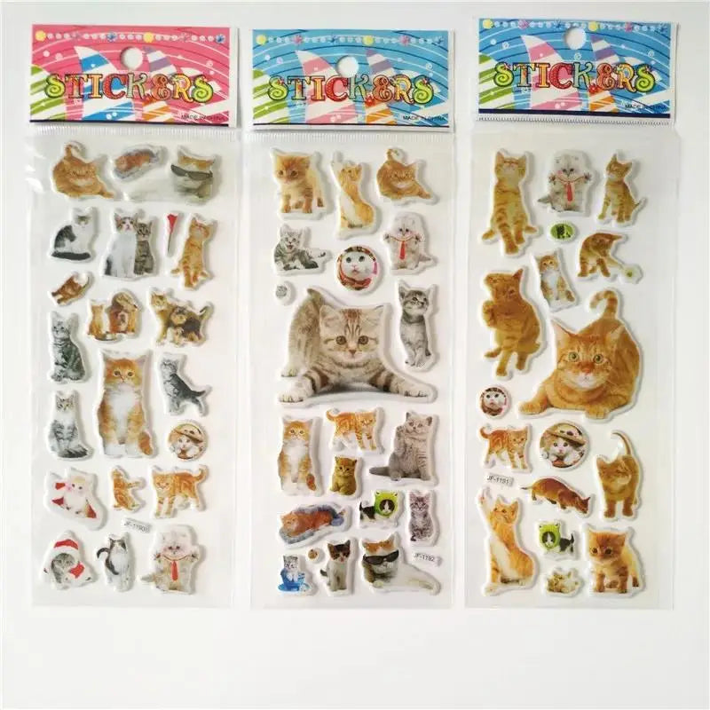 3D Dog & Cat Stickers 6 Sheets - Cute Pet Car Decals Scrapbook Reward Stickers for Kids Gifts
