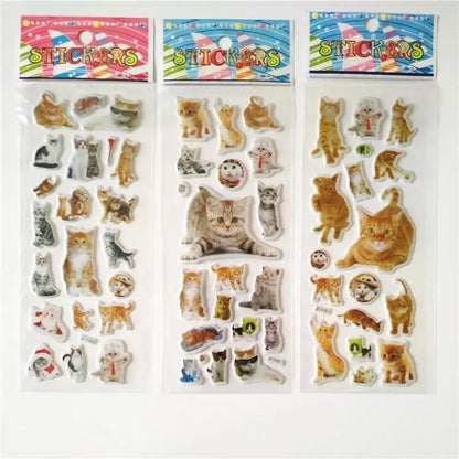 3D Dog & Cat Stickers 6 Sheets - Cute Pet Car Decals Scrapbook Reward Stickers for Kids Gifts