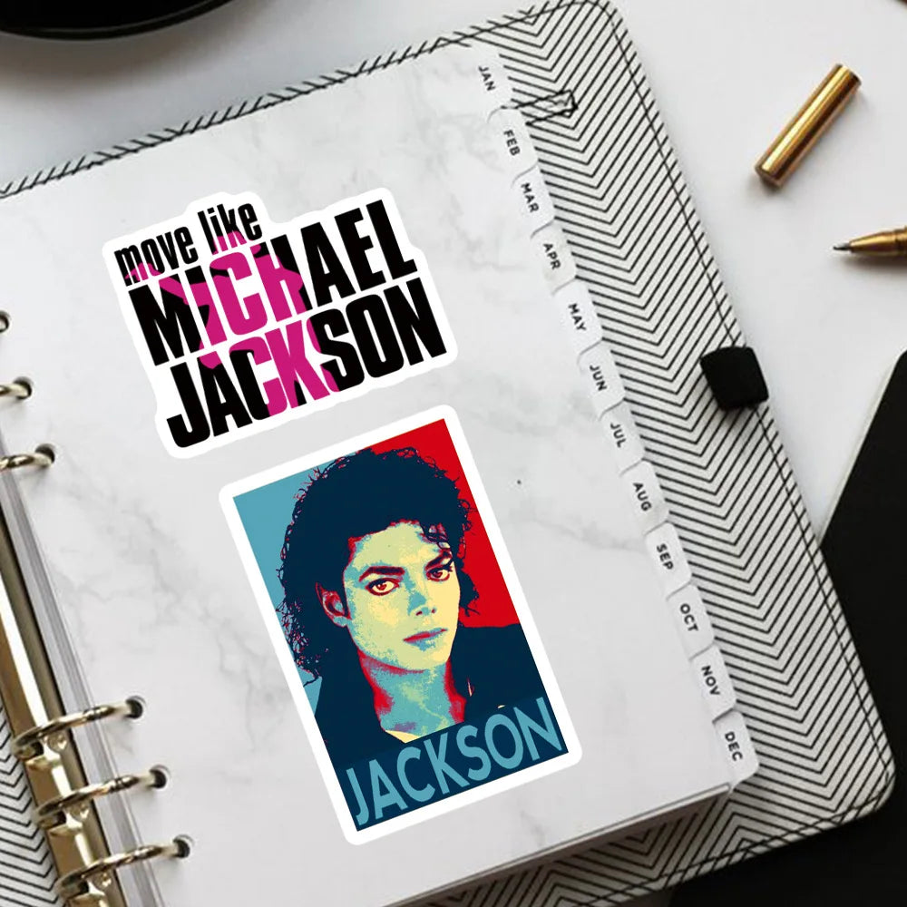 50-Piece Michael Jackson Graffiti Sticker Pack - Decorative Decals for Laptops, Water Bottles, Phones, Bikes & Skateboards