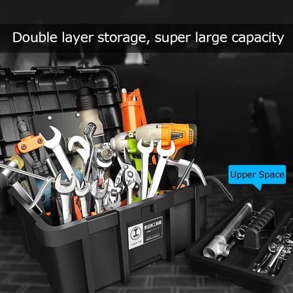 Large Portable Toolbox — Height-Adjustable Tool Organizer Suitcase for Garage, Workshop & Hardware Parts