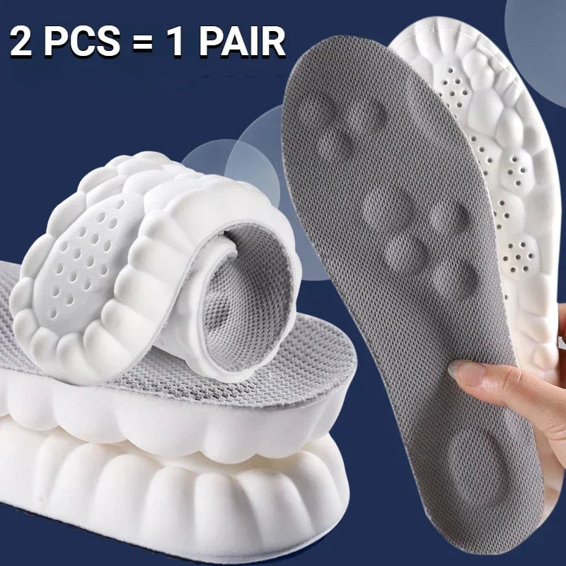 4D Massage Shoe Insoles — Super Soft Latex Sports Insoles with Arch Support, Orthopedic Inserts for Running & Basketball Shoes, Unisex