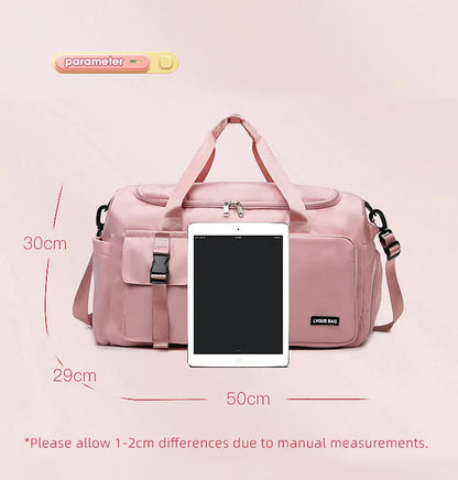Women’s Sports Gym Bag – Dry & Wet Compartments Shoulder Crossbody Travel Duffel for Swimming, Fitness & Outdoor Use