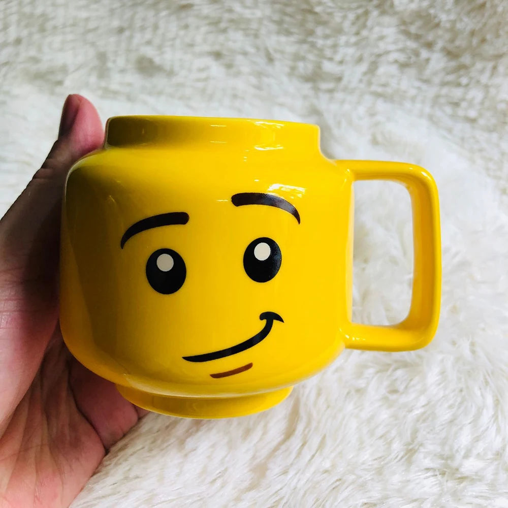 Cartoon Ceramic Mug 250ML - Cute Impish Expression Figure Head Pattern, Coffee Milk Tea Drinkware for Couples, Friends, and Family