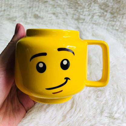 Cartoon Ceramic Mug 250ML - Cute Impish Expression Figure Head Pattern, Coffee Milk Tea Drinkware for Couples, Friends, and Family