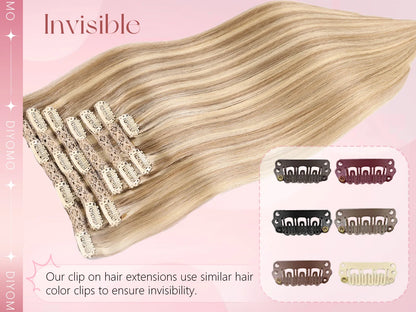 Natural Black Straight Human Hair Extensions - 7-Piece PU Clip-In Invisible Weft Set 116g