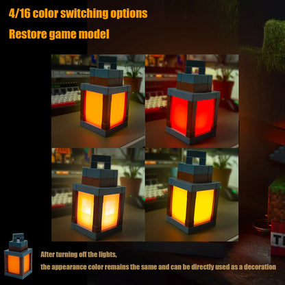 Mine WORLD Luminous Lantern Figurine – Rechargeable Game Torch Night Light for Kids’ Room & Christmas Decor
