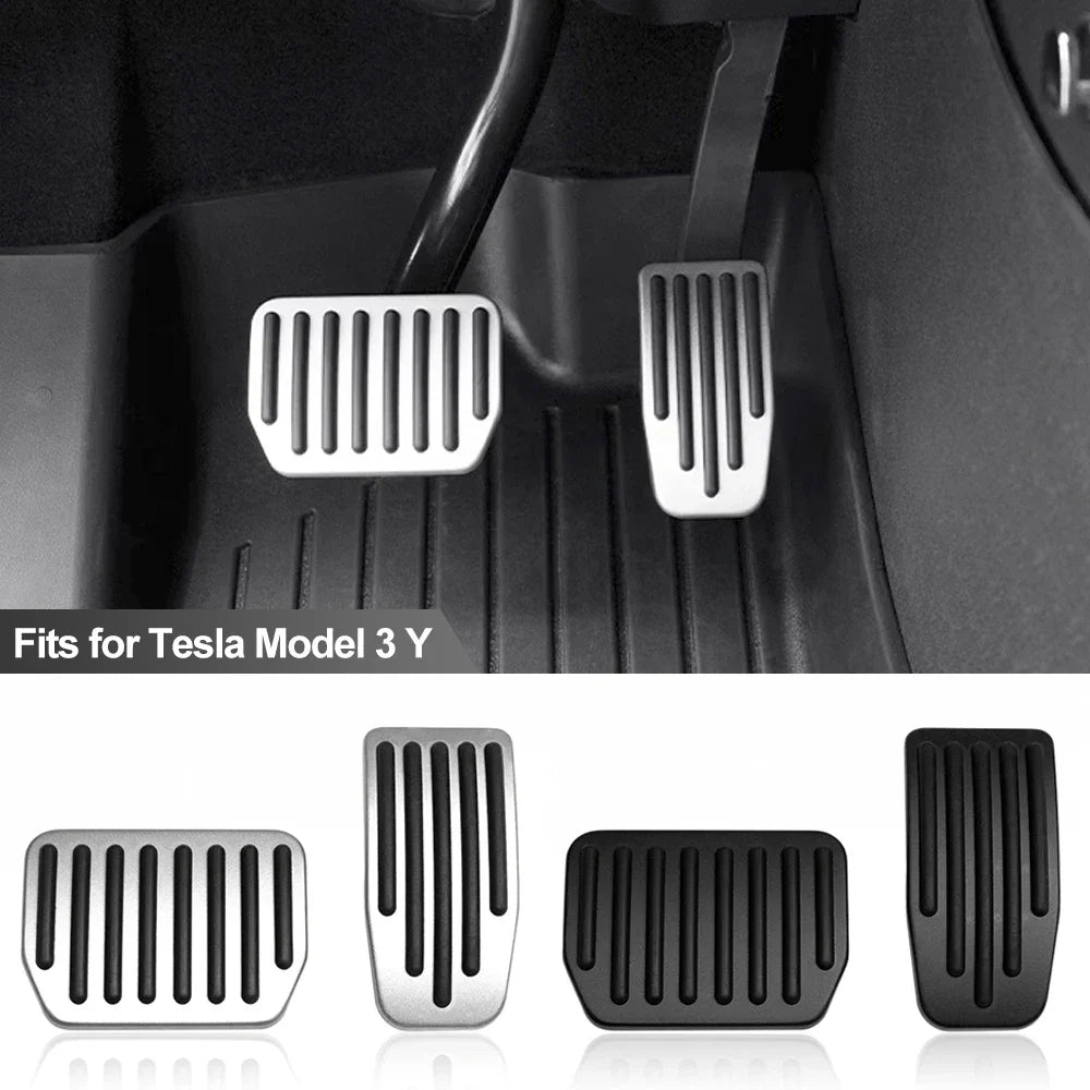 Tesla Model 3 Y Highland (2022-2024) Foot Pedal Covers - Aluminum Alloy Accelerator, Gas, Fuel Brake and Rest Pads Mat Accessories