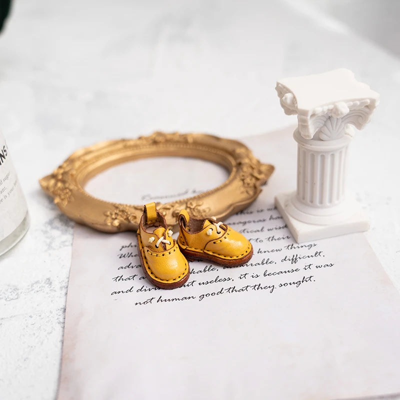 Blythe Baby Mini Cowhide Shoes – Handmade OB22 OB24 UFDOLL Checker Doll Accessories