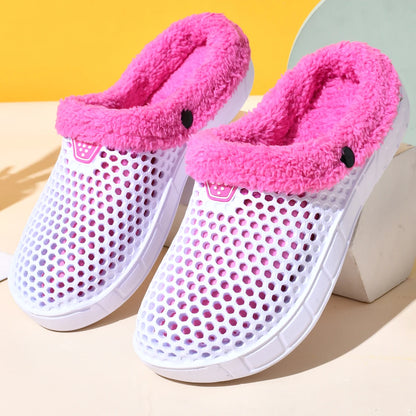 Couple Cotton Slippers – Winter Warm Plush Velvet Thickened Clogs for Men & Women