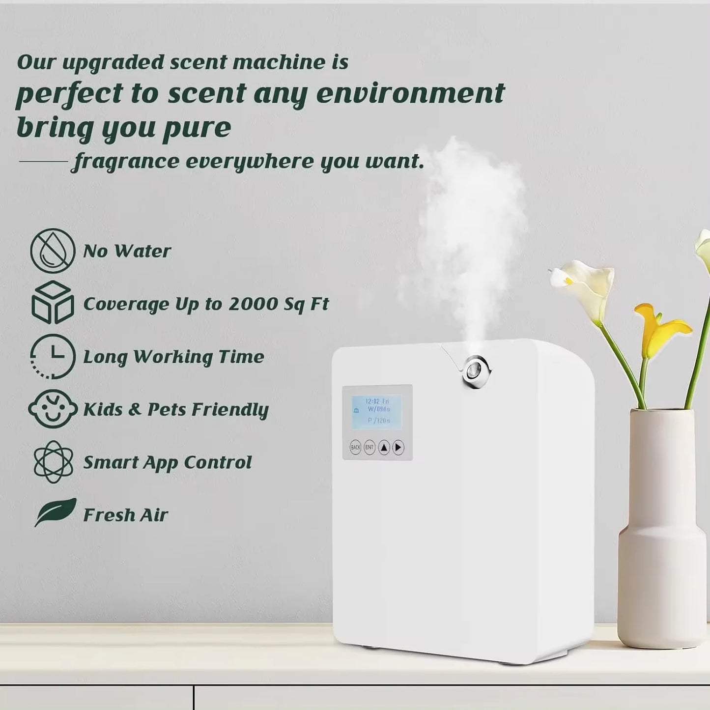 Bluetooth Smart Aroma Diffuser – Electric Air Freshener & Flavoring for Home, Hotels | 300m³ Coverage