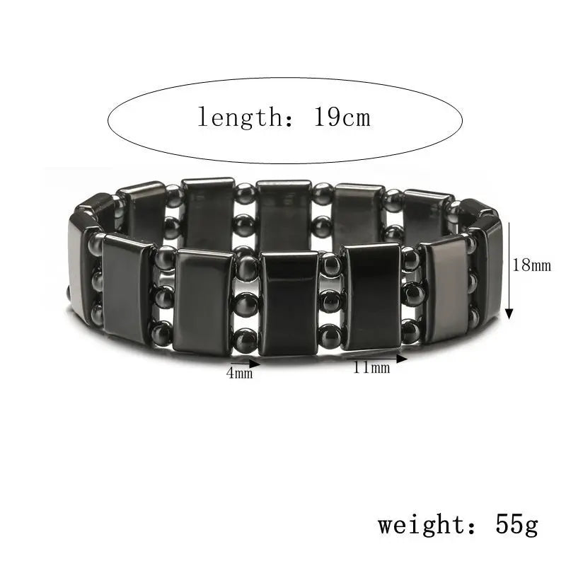 Natural Obsidian Half Moon Bracelet - Irregular Black Stone Beads Men's Fashion Accessory